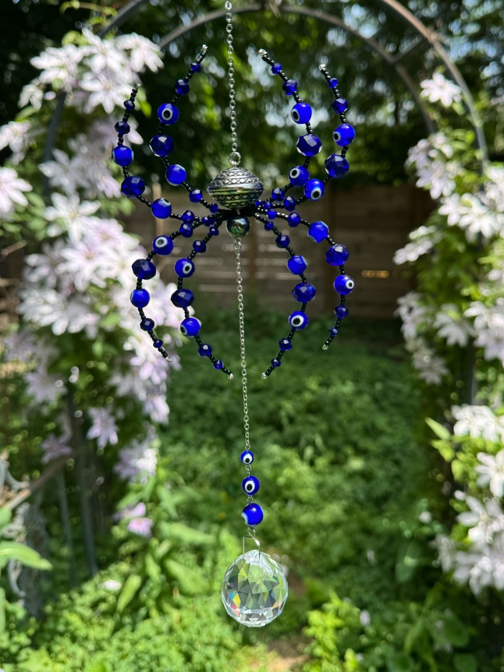 Blue Evil Eye 🧿 Beaded Spider Suncatcher Broad Protection, Karma & Tranquility